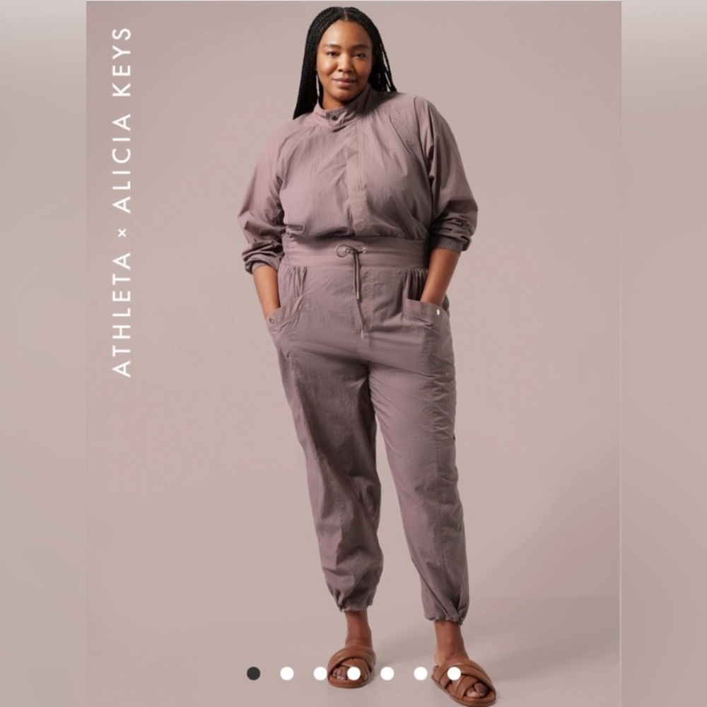 NWT Athleta Jumpsuit Open Back Utility Alicia Keys smoked almond brown 1…